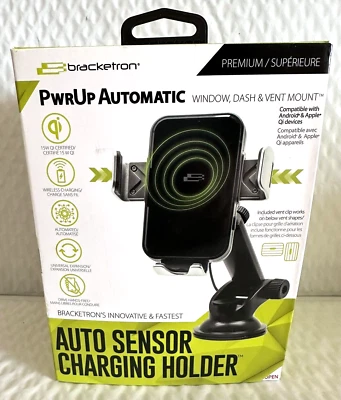 Bracketron - Montaje automático para tablero/ventana/ventana/ventana PwrUp Qi para la mayoría de los teléfonos celulares Foto 1 de 4