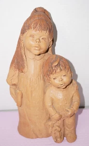 Vintage Lee Bortin Original Statues Big Sister With Little Brother Bedtime Teddy - Picture 1 of 14