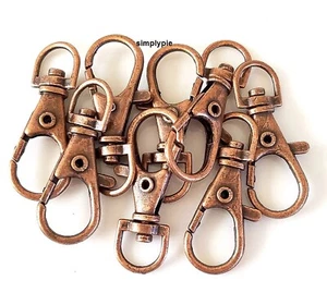 Large Antiqued Copper Swivel Lobster Clasps 8 Clips  - Picture 1 of 5