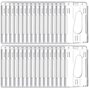 25 Pieces Vertical 2 ID Badge Holder Heavy Duty Plastic ID Card Holder Transp... - Picture 1 of 8