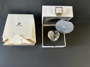 SWAROVSKI Silver Crystal Figurine Puffy Love Heart Satin Ribbon Orig. Hinged Box - Picture 1 of 18