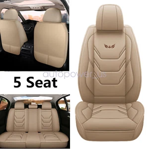 For 2009-2023 Ford F-150 Crew Cab 4Door Leather 5-Seat Cover Front + Rear Beige - Picture 1 of 9