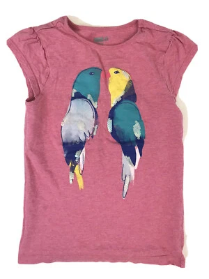Crazy 8 Girls T shirt Top Medium 7/8 Pink Short Sleeve Birds Print - Image 1 of 4