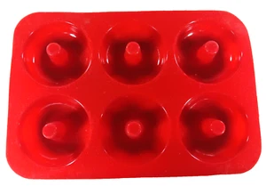 6 Cups Silicone Donut Bagel Molds for Baking Red - Picture 1 of 3