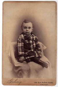 CABINET PHOTO BOY GEORGE L STEELE DIED 1881 GEHRIG CHICAGO ILLINOIS - Picture 1 of 2