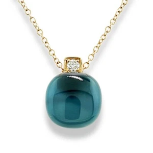 Colgante Brillante Con Topacio Azul London Blue 750 Oro Rosa Nuevo - Imagen 1 de 4