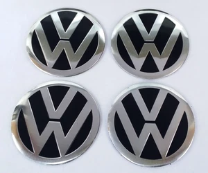VW 4x Aufkleber 54-55mm Durchmesser ALU-Emblem Logo Rad-Nabendeckel Nabenkappen - Bild 1 von 1