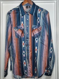 Cruel Girl Pearl Snap Damen L Shirt Western Sawtooth Aztec Southwestern Tencel - Bild 1 von 10
