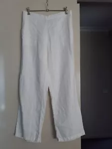 BLUE ILLUSION NEW NWOT White Linen Pants L Pockets - Picture 1 of 10