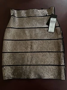 NEW XS BCBGMAXAZRIA Bronze Gold SIMONE SEQUINED SKIRT FXC3C503-213 NWT - Picture 1 of 3