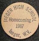 Laeger, Wv High School Homecoming 1987 Token Indian Head Wooden Nickel 