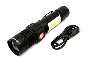 LED Rechargeable Flashlight, Small Tactical, Super Bright, Metal C0B-USB-006 NEW - Picture 1 of 10