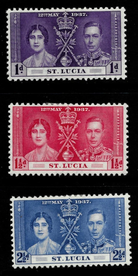 1937 CORONATION STAMPS. ST. LUCIA SG125-127. MOUNTED MINT. - Image 1 of 1