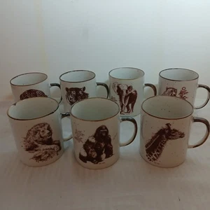 Lot of 7 San Diego Zoo Coffee Mugs Mike Shnorr 10oz Zoological - Picture 1 of 22