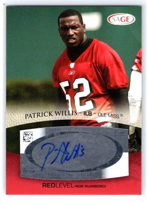 Patrick Willis 2007 SAGE Red Level Rookie Auto! 49ers Legend - Image 1 of 2
