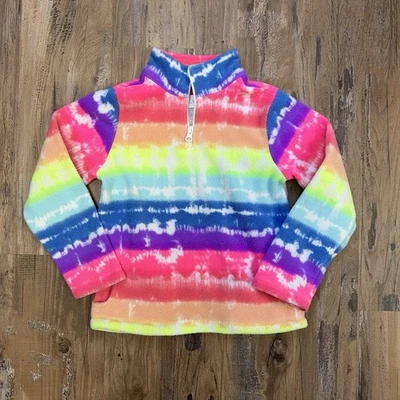 Moletom feminino. Lugar infantil tamanho 5/6. Cores neon. Lã Tie Dye 1/4 com zíper - Imagem 1 de 4