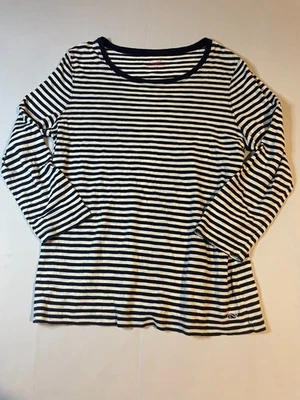 Camiseta para mujer Vineyard Vines grande azul blanco a rayas manga larga Foto 1 de 4