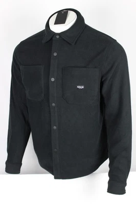 Hurley Men's Polar Fleece Overshirt Snap Button M Medium Black - Image 1 of 4