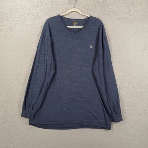 Camisa Polo Ralph Lauren Para Hombres Grande Alta Azul Marino Jaspeada Manga Larga Pullover - Imagen 1 de 8