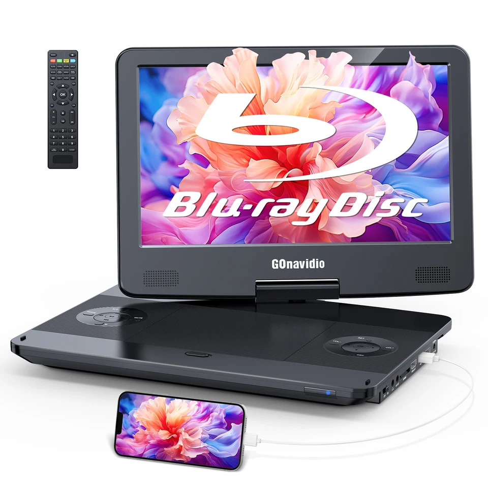 15.6" Portable Blu Ray DVD Player w/ 13.3'' Screen Rechargeable HDMI AV USB SD - Image 1 of 4