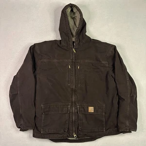 Carhartt Canvas Sherpa Lined Chore Barn Jacket C95 DKB Mens 2XL Tall Distressed - Picture 1 of 9