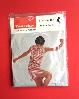 Vintage Nylonstrumpfhose Tauscher Feinkrepp 20/1, SCHWARZ, I 38-40 - Bild 1 von 4