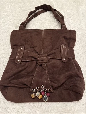 VTG Faux Suede-BOHO-HIPPIE HOBO BAG w Beads - Image 1 of 4
