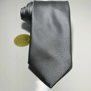 Italo Ferretti Silver Silk Luxury Tie w Gray Stripes, Subtle Dots 60.5x3.67 NWOT - Picture 1 of 14