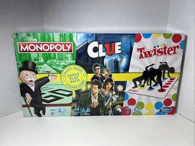 Hasbro Gaming Family Gaming Triple Play Pack, 3-Pack Monopoly, Clue, Twister Fun - Image 1 of 4