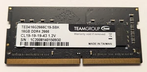 16GB DDR4-2666 Team Group SODIMM Laptop Memory RAM TED416G2666C19-SBK - Picture 1 of 2