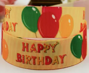 Ripsband Happy Birthday mit Luftballons Band 7/8" 22 mm - Bild 1 von 1