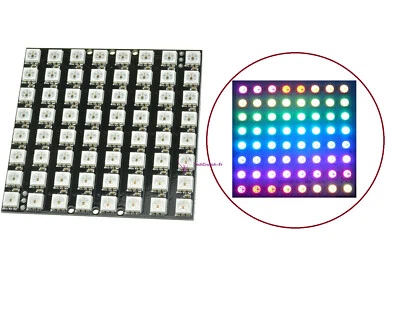WS2812 8x8 64 Bit Matrix 5050 LED RGB Full-Color Black Board for Arduino - Photo 1/4