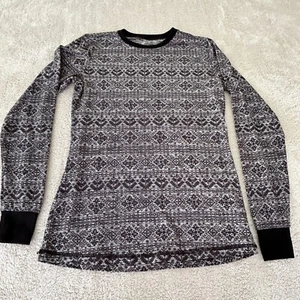 Kyodan Active Base Layer Long Sleeve Top Black Gray Nordic Print Size TP/XS - Picture 1 of 10