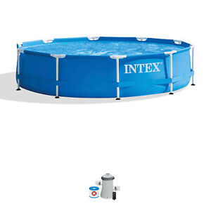 Intex 10' x 30" Metal Frame Set Swimming Pool w/ Filter Pump 28201EH (Open Box)