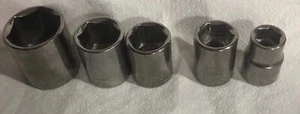 vintage Craftsman tools USA MADE  3/8" Drive SAE 6pt Socket lot of 5 sockets,  - Picture 1 of 2