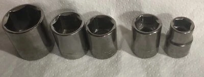 vintage Craftsman tools USA MADE  3/8" Drive SAE 6pt Socket lot of 5 sockets,  - Image 1 of 2