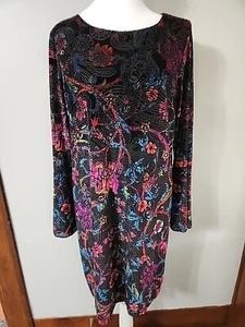 ECI cute dress sz L Floral Shift Dress Lined - Picture 1 of 10
