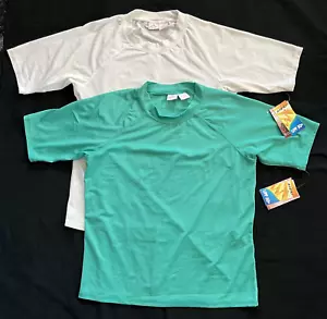 KANU SURF White + Teal UPF 50+ Rashguard Swim Shirts Top Womens Plus 1X **NEW** - Picture 1 of 8