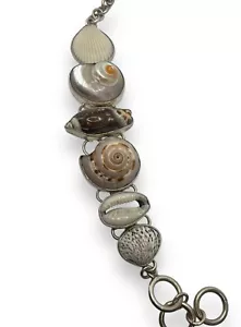 Bracciale catena conchiglia argento sterling firmato Charles Albert vintage nautico - Foto 1 di 20