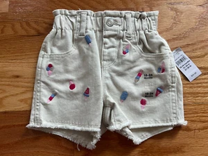 Baby Gap Denim Toddler Girl Shorts Size 18-24 Months Embroidered Ice Cream - Picture 1 of 5
