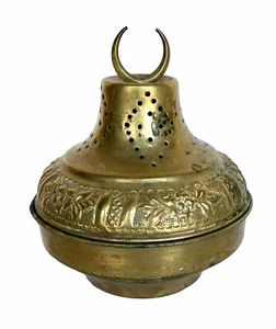 Quemador de incienso/brazier de latón perforado/perforado a mano de 2 piezas de colección con remate de luna - Imagen 1 de 12