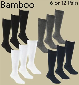 Knee High School Socks Bamboo Cotton Sock Girls Boys Childrens 6 or 12 Pairs - Picture 1 of 17