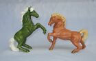 Vintage Ceramic Horse Figurine Lot Of 2 Decorator Green Rearing Tan Prance Japan