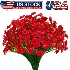 15Bundles Artificial Flowers UV Resistant Outdoor Plants No Fade Faux Plastic - Picture 1 of 6