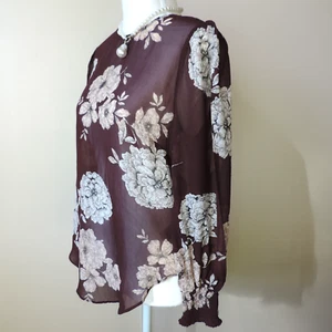 WITCHERY sz 4 burgundy long sleeve georgette top FREE POST - Picture 1 of 18