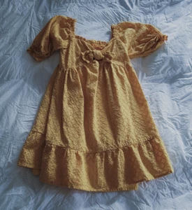 Janie and Jack Girls Golden Apricot Eyelet Dress - Size 8 - Picture 1 of 5