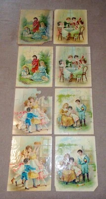 Antique 1800's Victorian Child's Jigsaw Puzzles Set of 4 in Box - Image 1 of 4