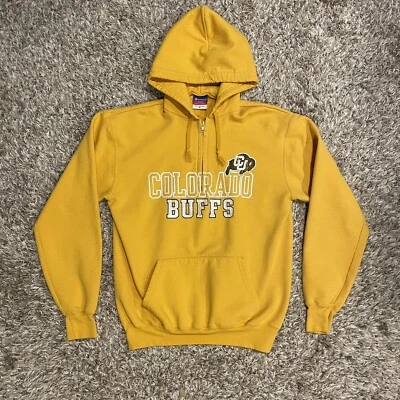 CU Colorado Buffalos Womens 1/4 Zip Hoodie Medium Gold Champion Spellout Logo - Image 1 of 4