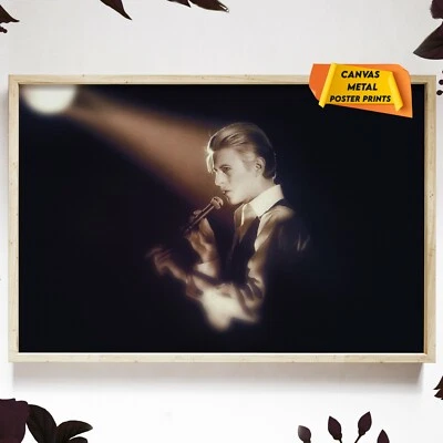 David Bowie Concert BW Reprint Tribute Photo Poster Canvas Metal Wall Art Prints - Image 1 of 4