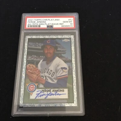 Fergie Jenkins 2021 Topps Chrome Platinum Auto 70th Diamond 17/70 PSA 10 - Image 1 of 2